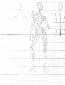 Action pose on grid with blocks action pose