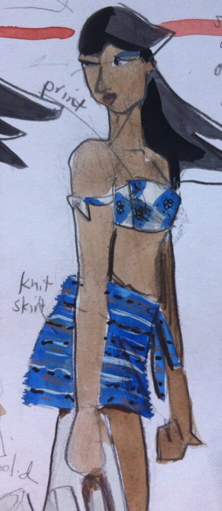 Fashion Sketches with Fabric Swatches, laura volpintesta Fashion illustration tribe.
