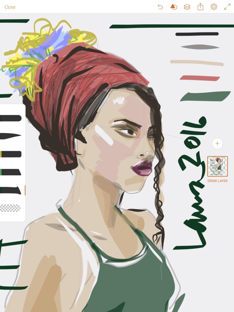 drawing faces digitally using apps for fashin illustration with Laura Volpintesta