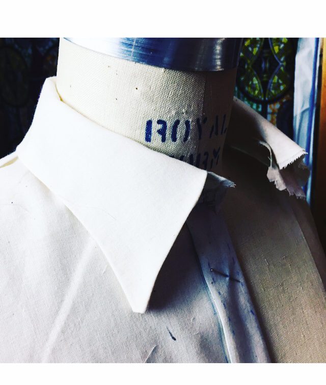 Draping and testing a drafted, constructed collar on the dress form for fashion patternmaking and draping for fashion design with Laura Volpintesta