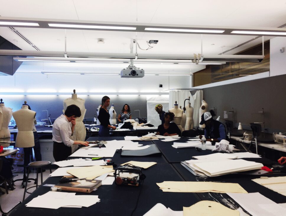 Fashion design patternmaking / pattern drafting and draping classroom at Parsons School of Design taught by Laura Volpintesta