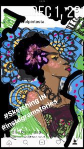 Social Media coloring in Instagram Stories: FASHION ILLUSTRATION BY LAURA VOLPINTESTA