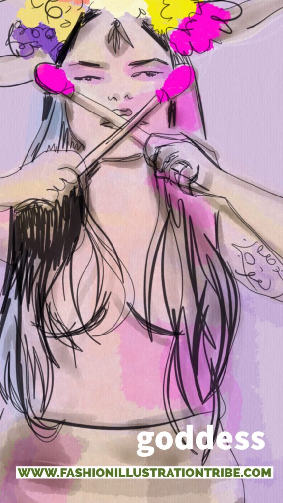 digital goddess art on tayasui sketches pro app Laura Volpintesta
