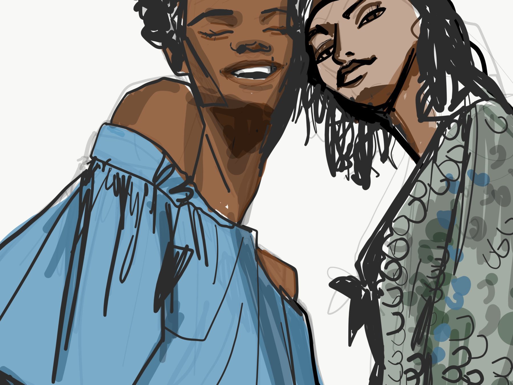 sequins in fashion desgin illustration by Laura VOlpintesta using adobe fresco for fashion