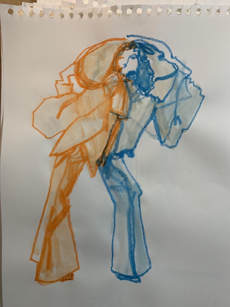 Drawing with Two hands: a fashion model drawing drawing exercise with Laura Volpintesta