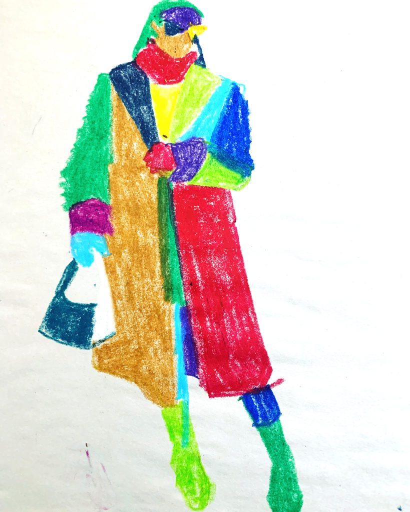 Fashion ILlustration using color blocking fashion model drawing exercise by Laura Volpintesta