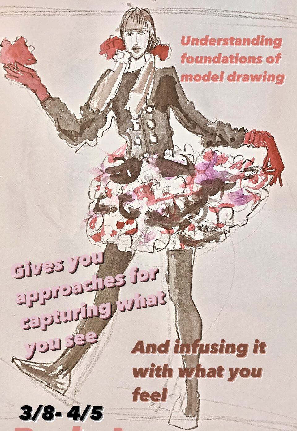 Fabric form and flow fashion sketching online program for fashion