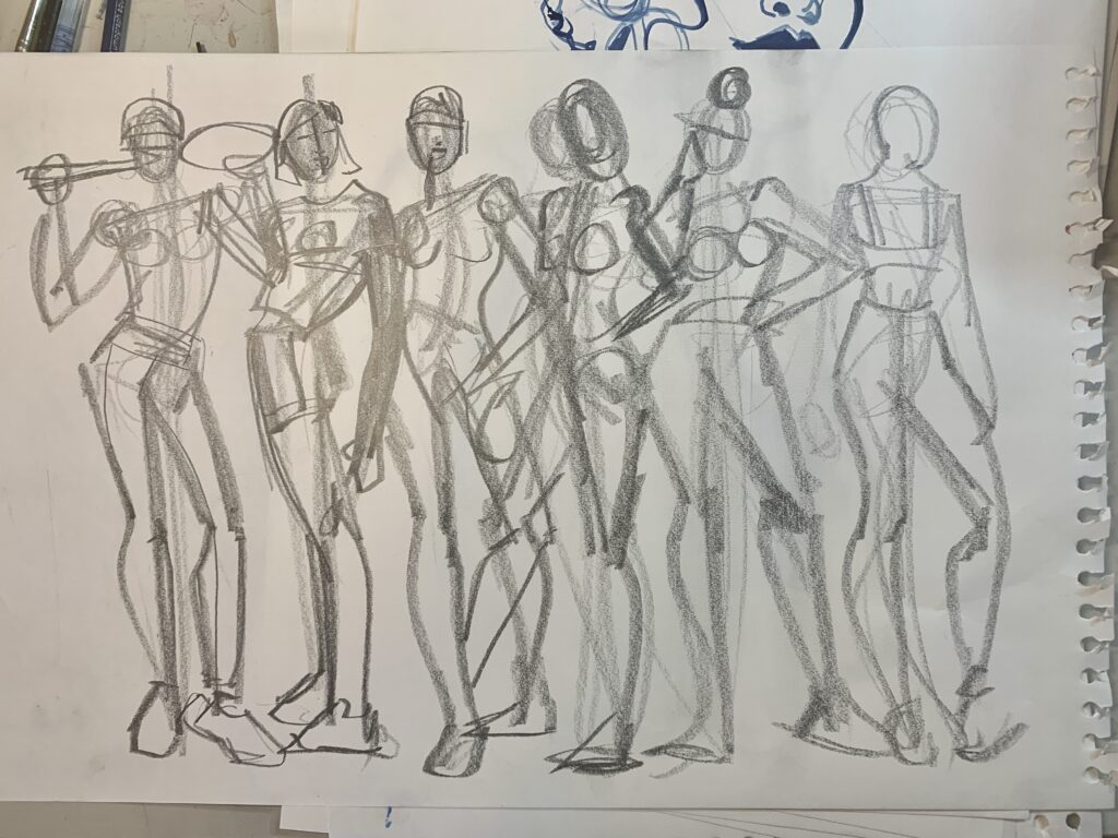 Fashion Model Drawing pencil sketches and gestures, Laura Volpintesta