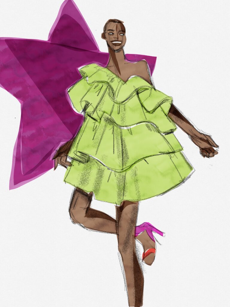 Fashion illustration using Tayasui Sketches app, by Laura Volpintesta fashion design courses