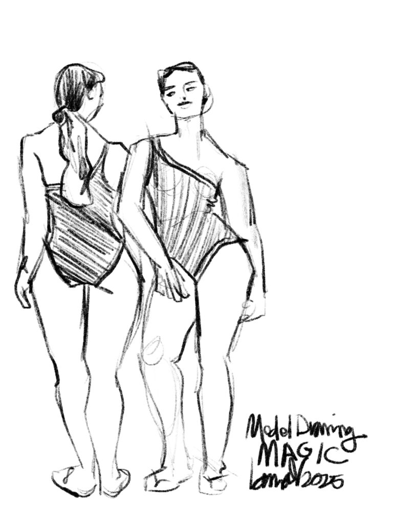 body positivity Plus size fashion model drawing on Procreate app by Laura Volpintesta