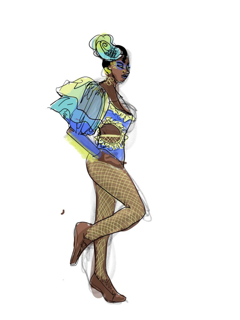 Sketching Carnaval Costume - creative fashion and costume sketching with Adobe Fresco app for fashion illustration , by Laura Volpintesta