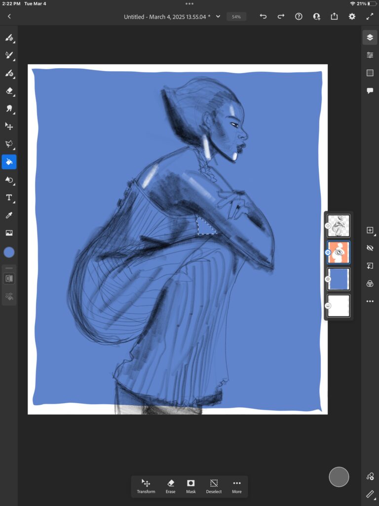 Laura Volpintesta Sketching Stripes with Adobe Fresco app for fashion illustration