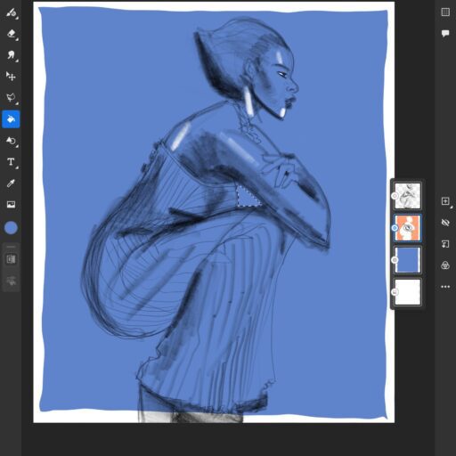 Laura Volpintesta Sketching Stripes with Adobe Fresco app for fashion illustration
