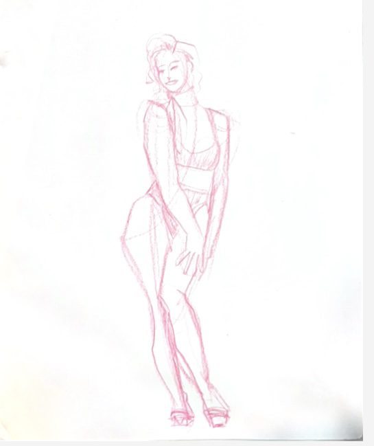 warmup fashion gesture drawing exercises for fashion illustration online course using colored pencil by laura Volpintesta