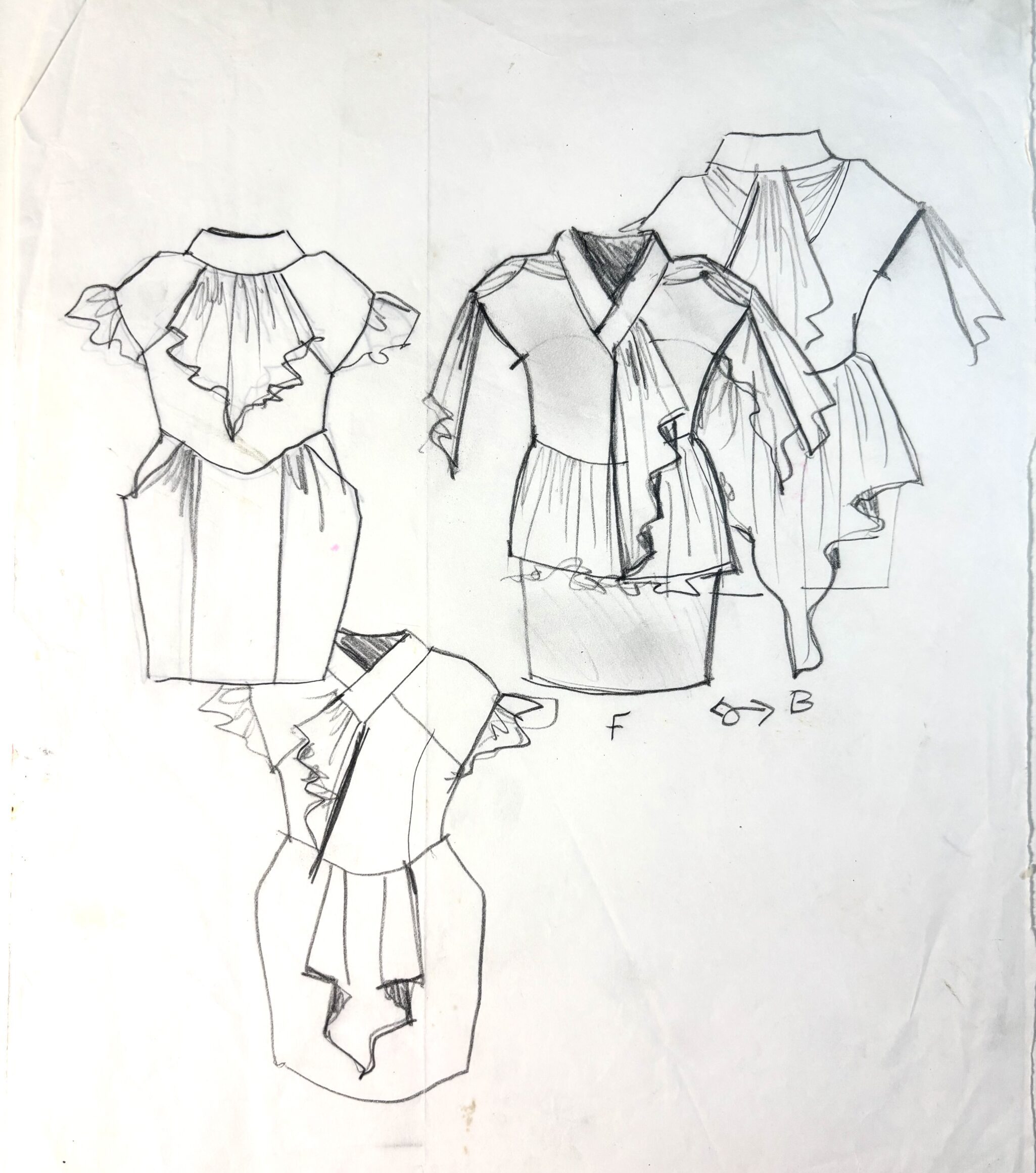 flats sketched in pencil using a croquis template to create a collection of options and variations by Laura Volpintesta