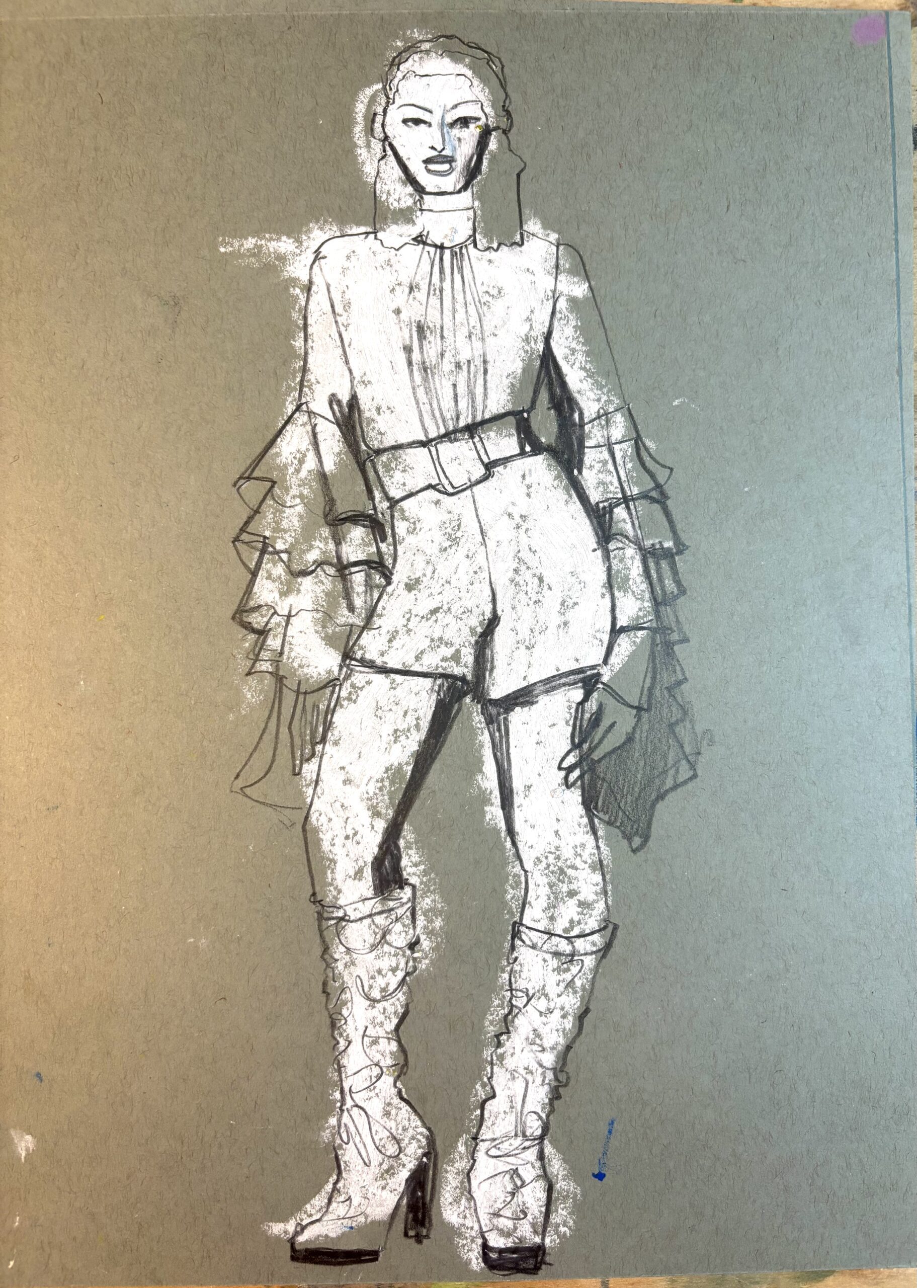 Expansive Fashion Illustration Using Toned or Tinted paper