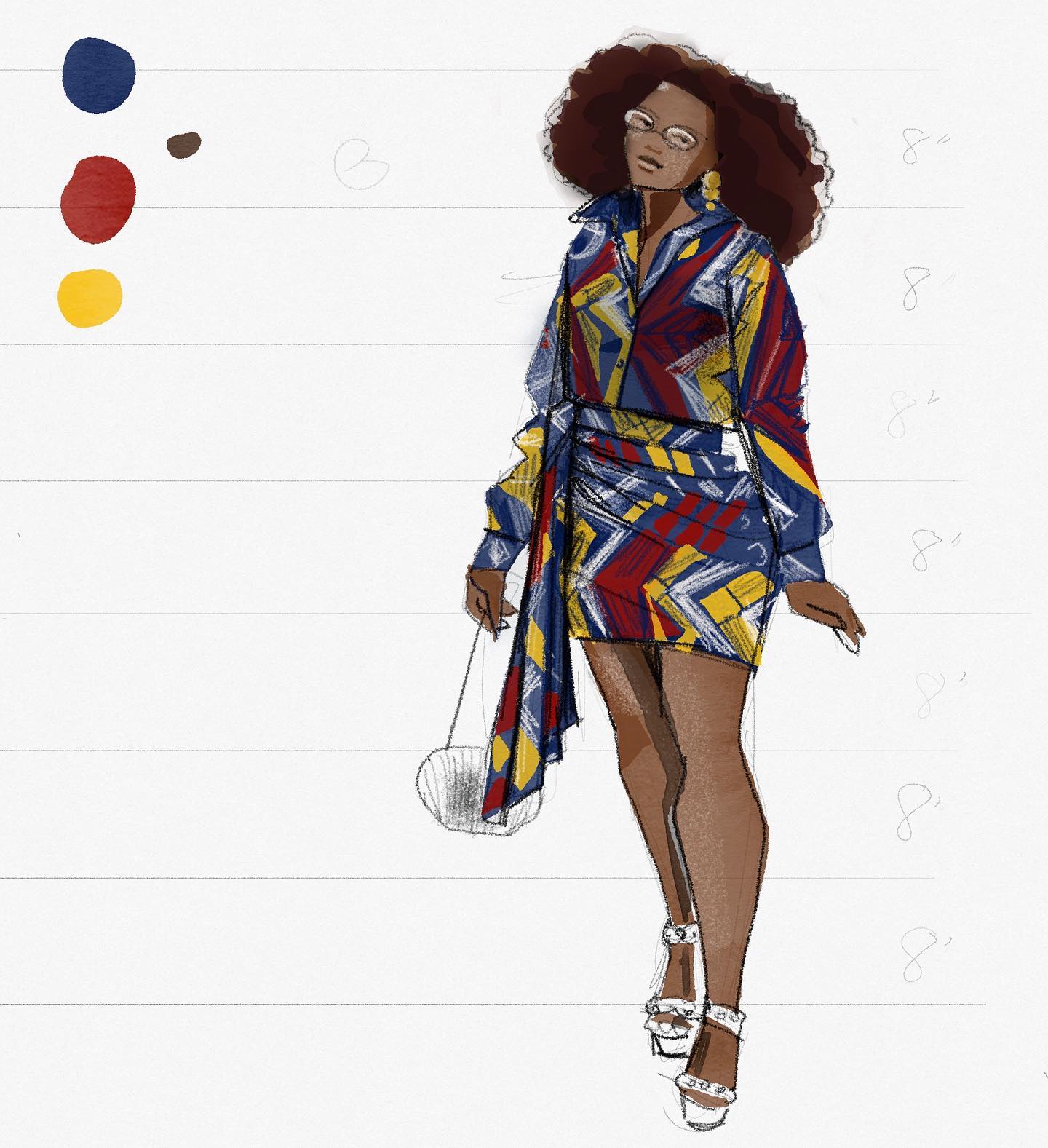 African Print Fashion illustration Technique with Digital App
