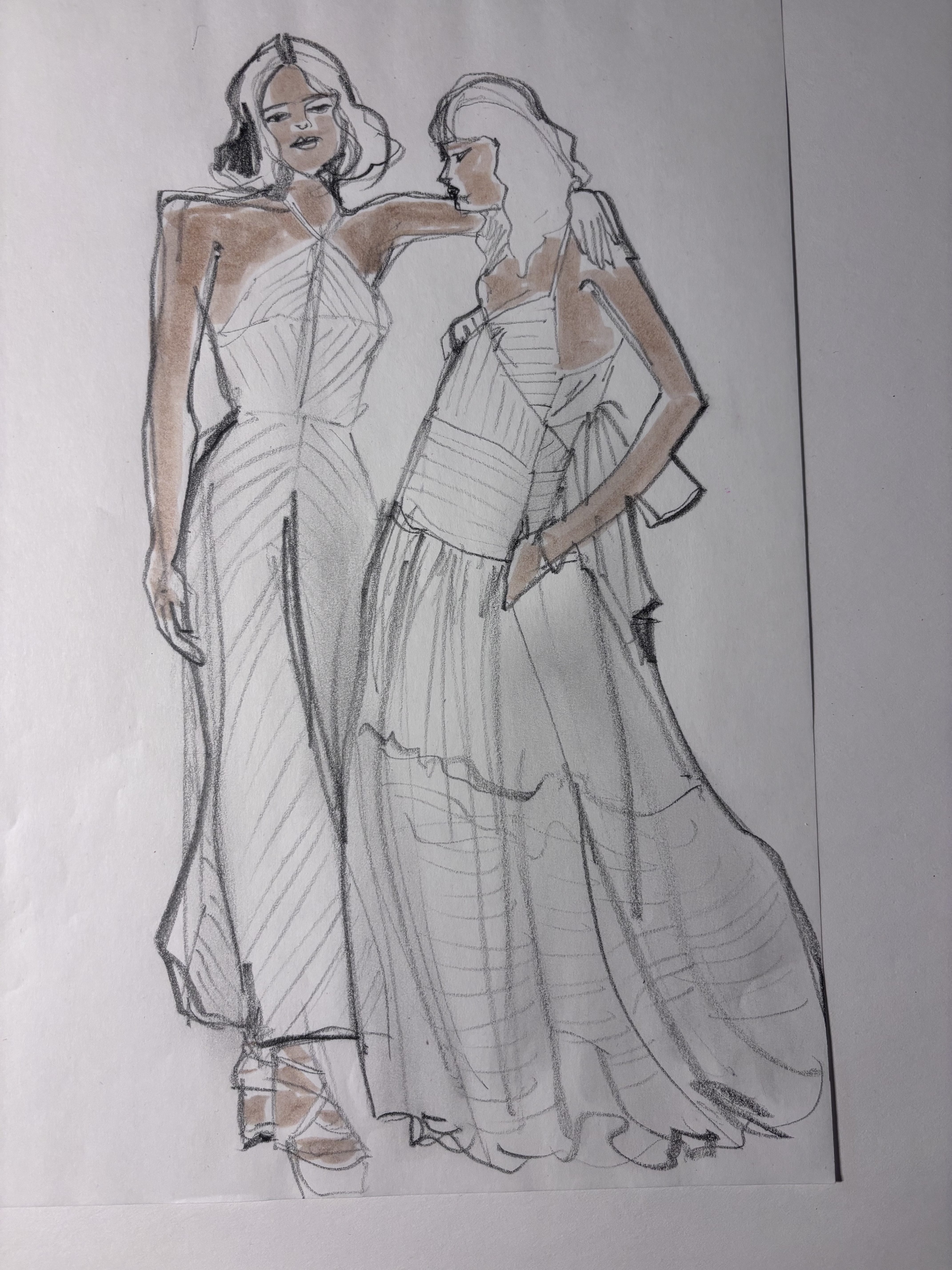 fashion croquis with dress Dress designing
